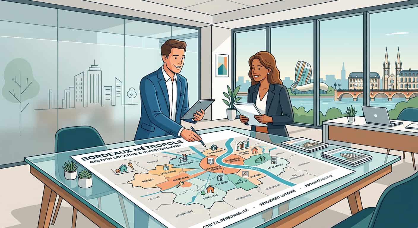 Agence immobilière à Pessac avec gestion locative et vente de biens.